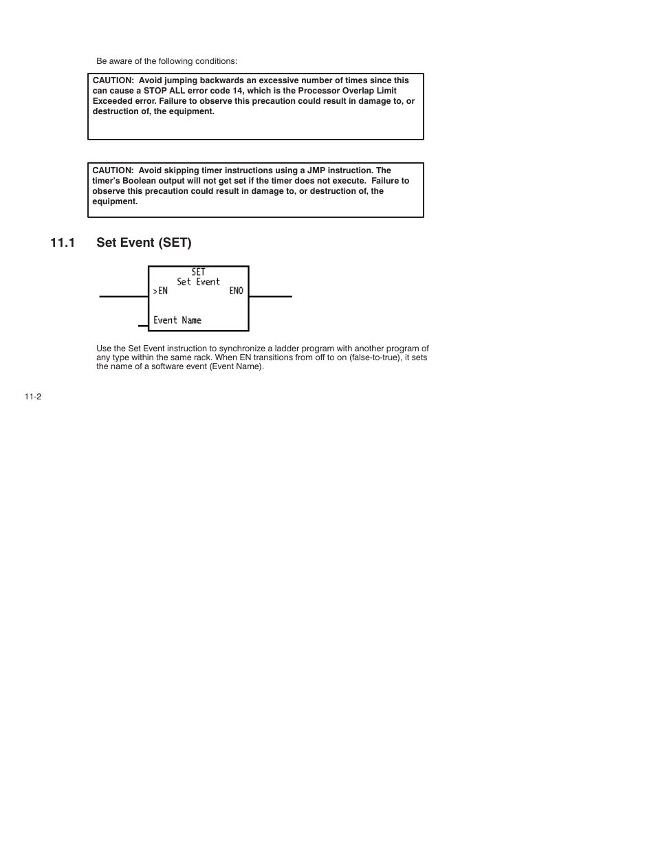 1 set event (set) | Rockwell Automation AutoMax Enhanced Ladder Language Reference Manual User Manual | Page 246 / 352