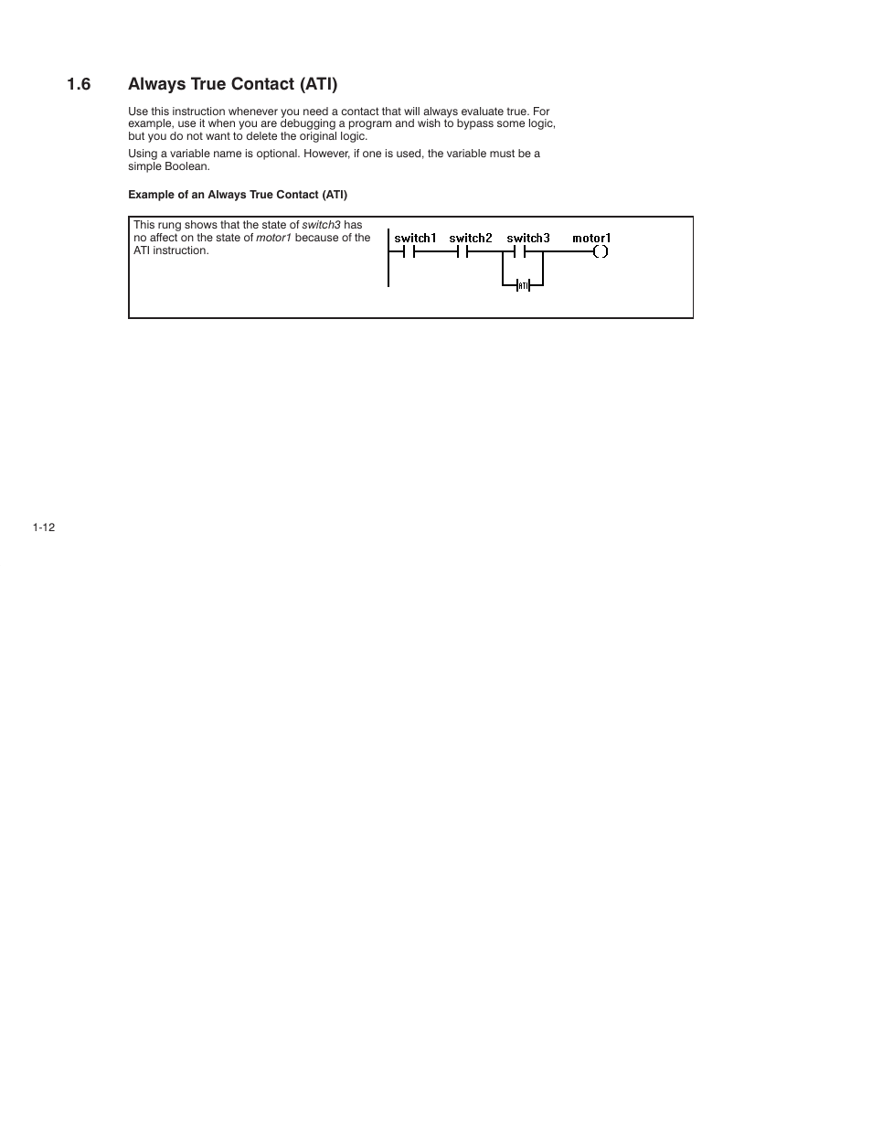 6 always true contact (ati) | Rockwell Automation AutoMax Enhanced Ladder Language Reference Manual User Manual | Page 28 / 352