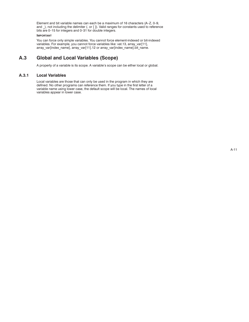 A.3 global and local variables (scope) | Rockwell Automation AutoMax Enhanced Ladder Language Reference Manual User Manual | Page 283 / 352