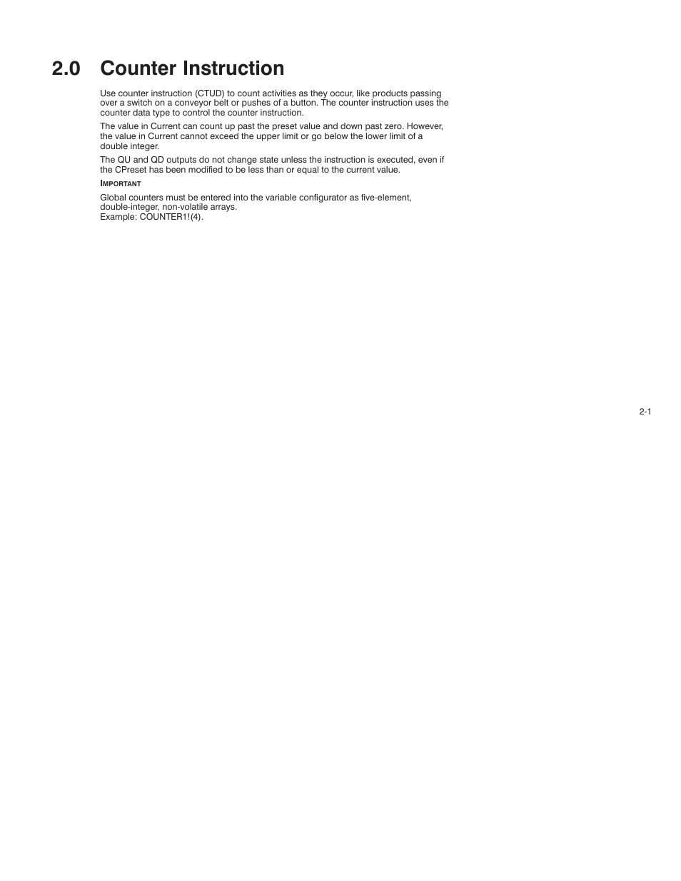 0 - counter instruction, 0 counter instruction | Rockwell Automation AutoMax Enhanced Ladder Language Reference Manual User Manual | Page 35 / 352