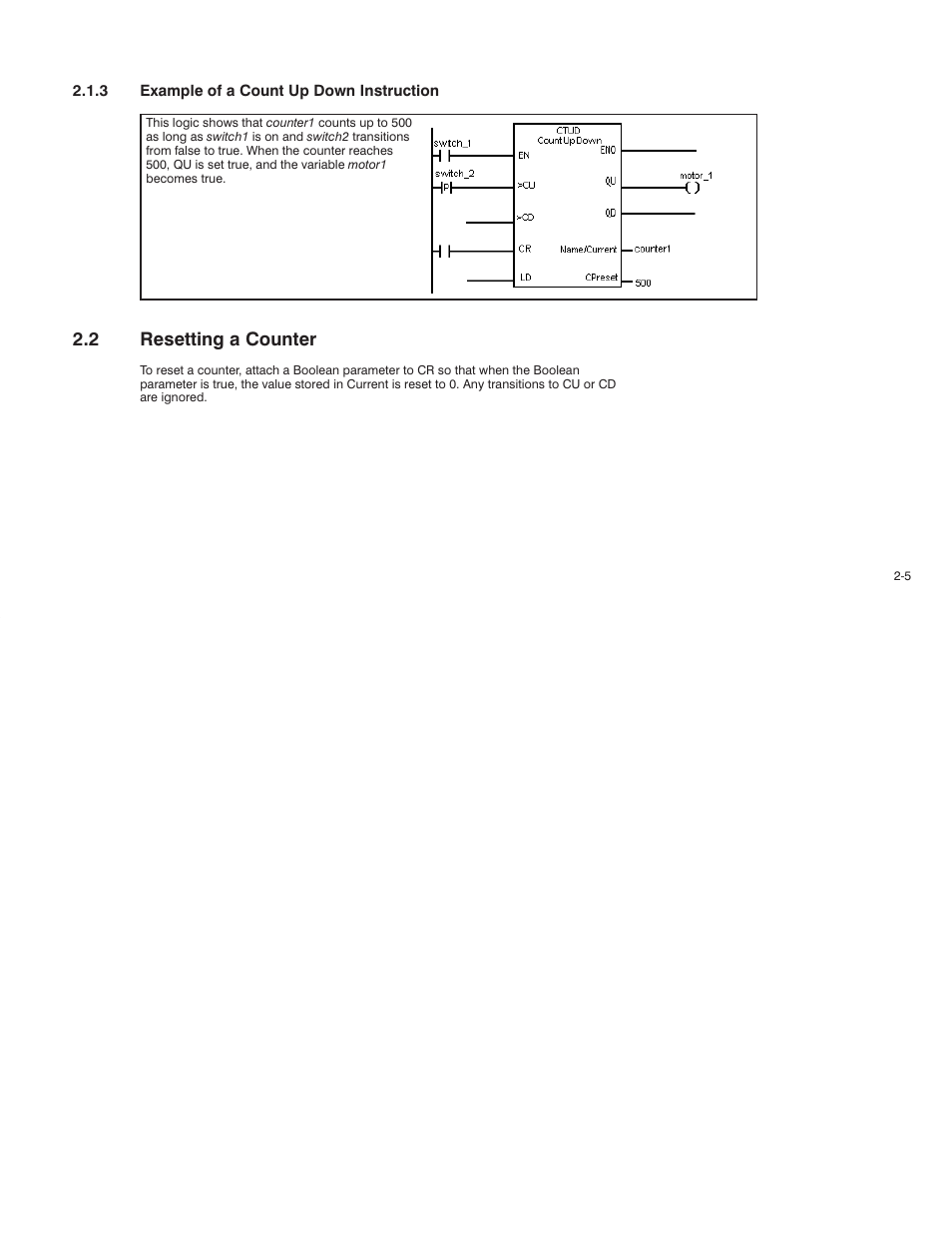 2 resetting a counter | Rockwell Automation AutoMax Enhanced Ladder Language Reference Manual User Manual | Page 39 / 352
