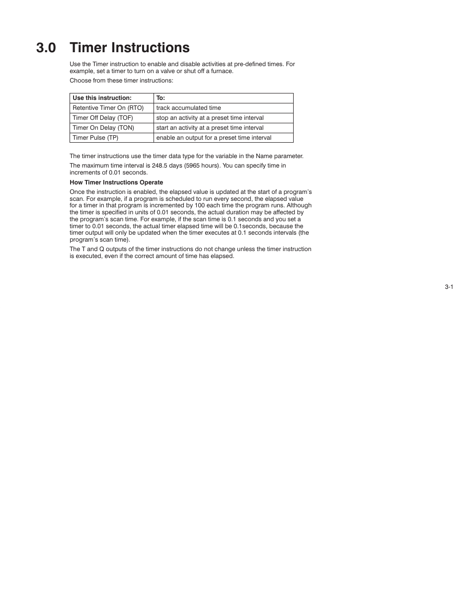 0 - timer instructions, 0 timer instructions | Rockwell Automation AutoMax Enhanced Ladder Language Reference Manual User Manual | Page 41 / 352