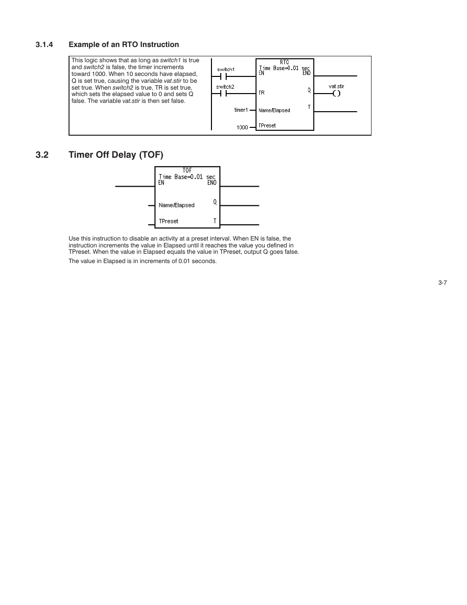 2 timer off delay (tof) | Rockwell Automation AutoMax Enhanced Ladder Language Reference Manual User Manual | Page 47 / 352