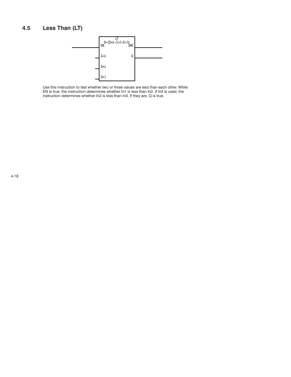 5 less than (lt) | Rockwell Automation AutoMax Enhanced Ladder Language Reference Manual User Manual | Page 78 / 352