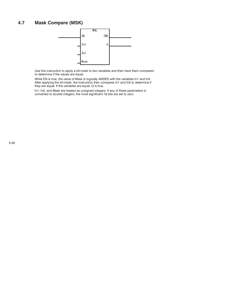 7 mask compare (msk) | Rockwell Automation AutoMax Enhanced Ladder Language Reference Manual User Manual | Page 86 / 352
