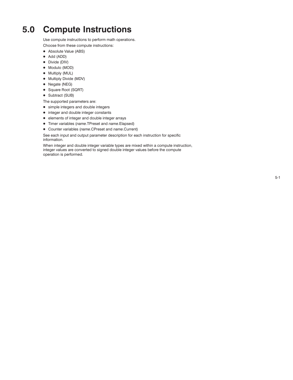 0 - compute instructions, 0 compute instructions | Rockwell Automation AutoMax Enhanced Ladder Language Reference Manual User Manual | Page 95 / 352
