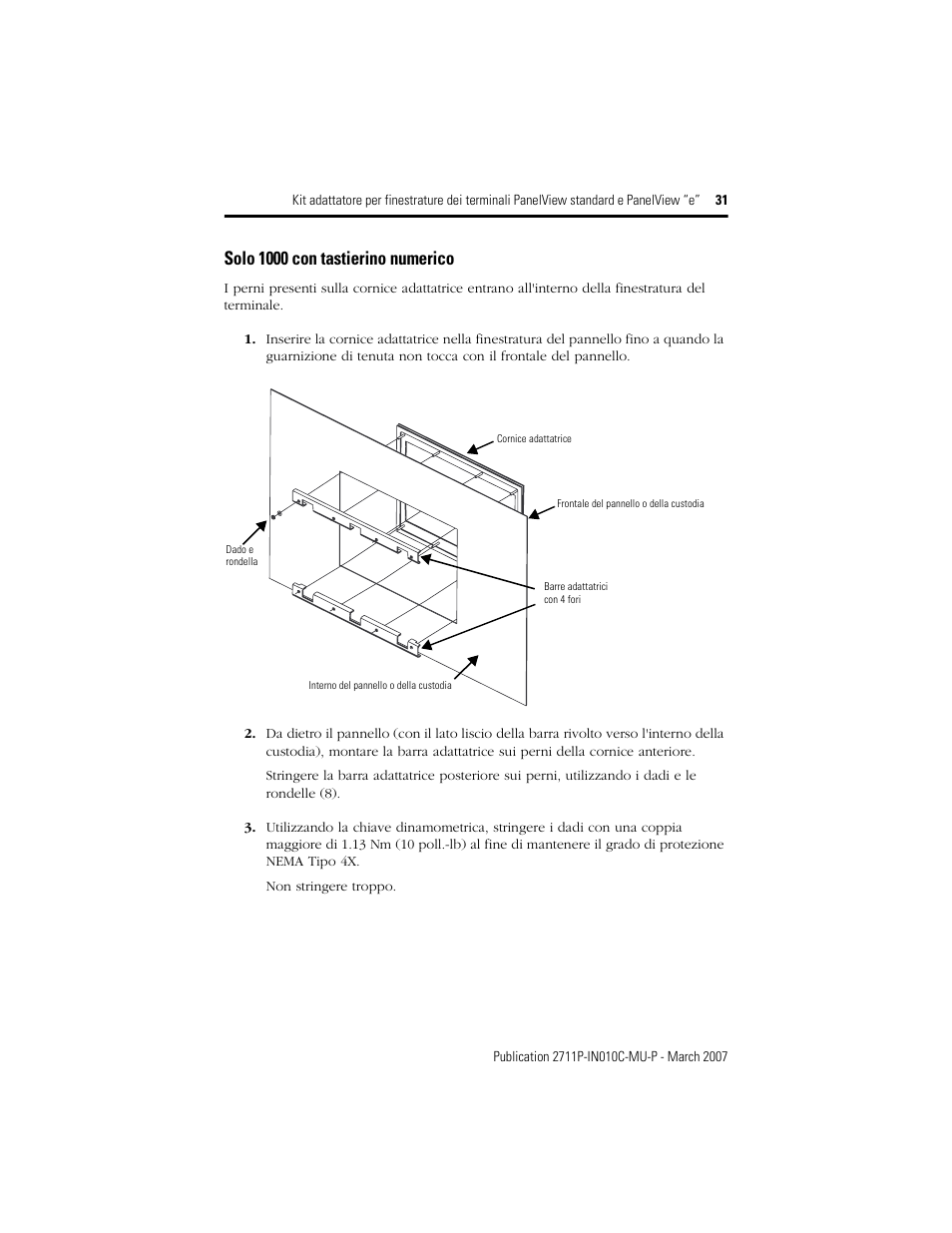 Solo 1000 con tastierino numerico | Rockwell Automation 2711P-xxxx Adapter Kit for PanelView Std and e Terminals User Manual | Page 31 / 40