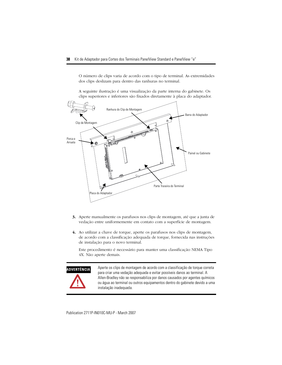 Rockwell Automation 2711P-xxxx Adapter Kit for PanelView Std and e Terminals User Manual | Page 38 / 40