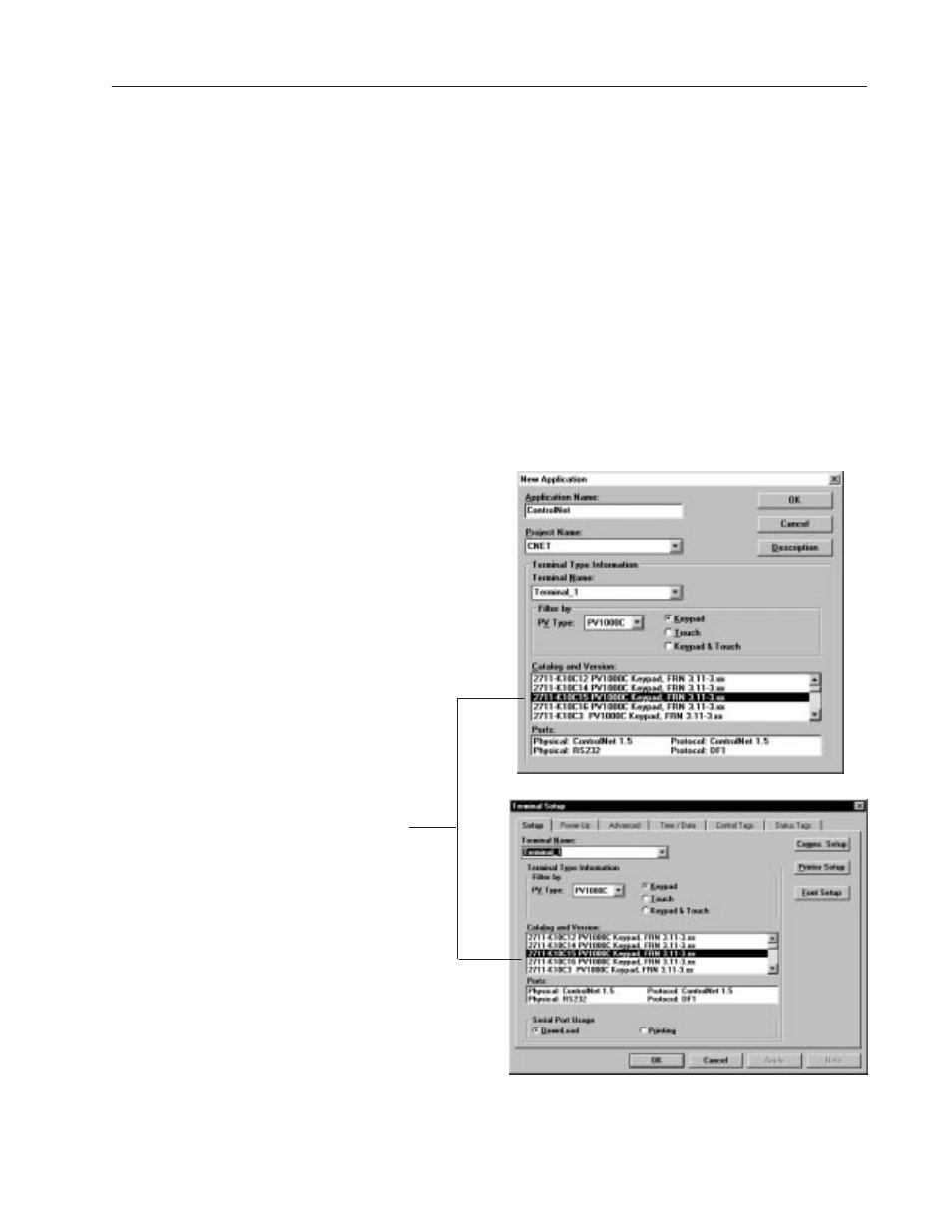 Setting up communications using panelbuilder | Rockwell Automation 2711 ControlNet Communications User Guide User Manual | Page 9 / 21