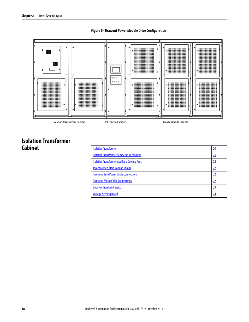 Isolation transformer cabinet | Rockwell Automation 6012DB PowerFlex Medium Voltage Variable Frequency Drive User Manual | Page 18 / 138
