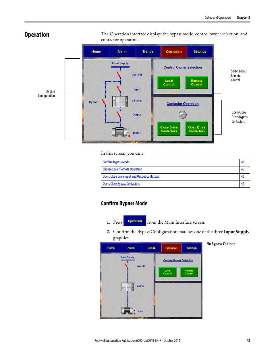 Operation, Confirm bypass mode | Rockwell Automation 6012DB PowerFlex Medium Voltage Variable Frequency Drive User Manual | Page 43 / 138