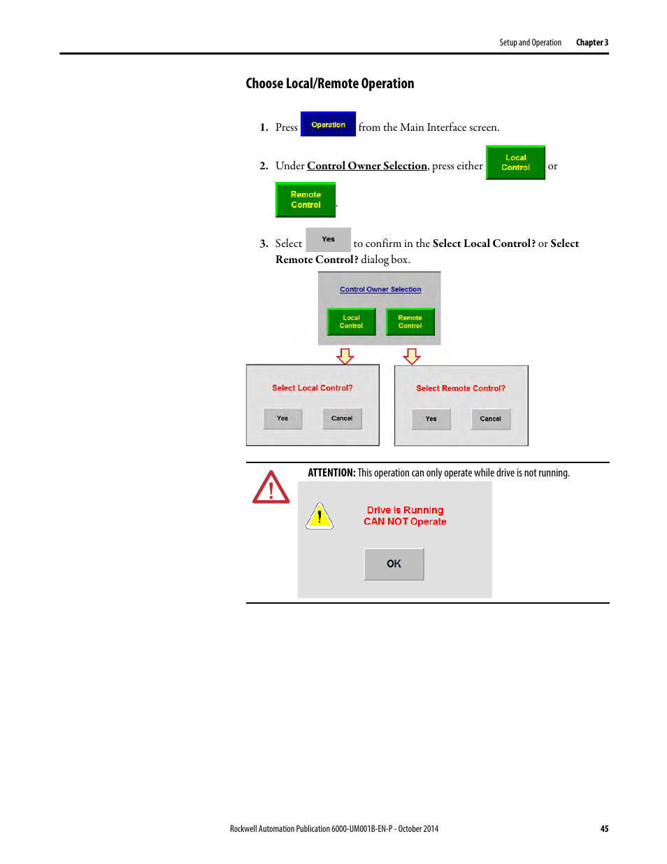 Choose local/remote operation | Rockwell Automation 6012DB PowerFlex Medium Voltage Variable Frequency Drive User Manual | Page 45 / 138