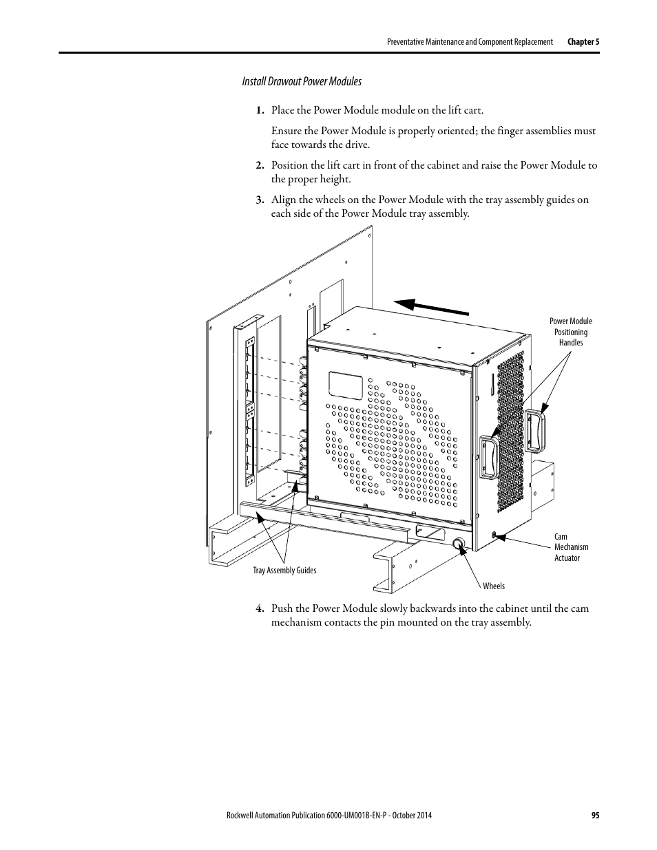Install drawout power modules | Rockwell Automation 6012DB PowerFlex Medium Voltage Variable Frequency Drive User Manual | Page 95 / 138