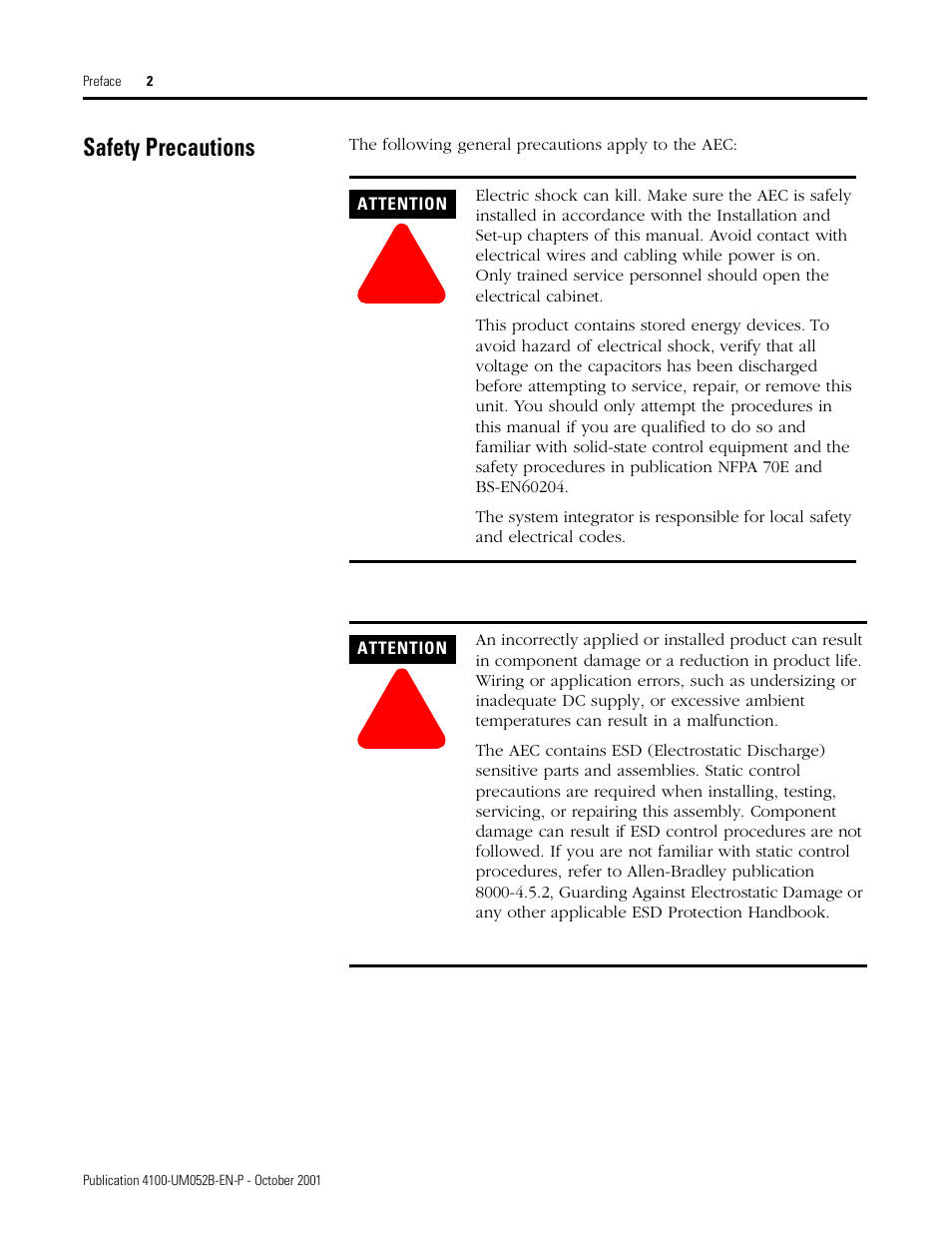 Safety precautions | Rockwell Automation 4100 AEC Absolute Encoder Converter Installation User Manual | Page 10 / 61