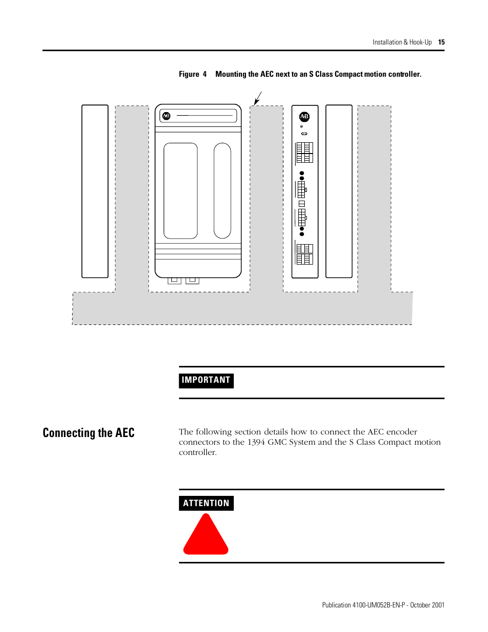 Connecting the aec, S class compact, Important | Attention | Rockwell Automation 4100 AEC Absolute Encoder Converter Installation User Manual | Page 23 / 61