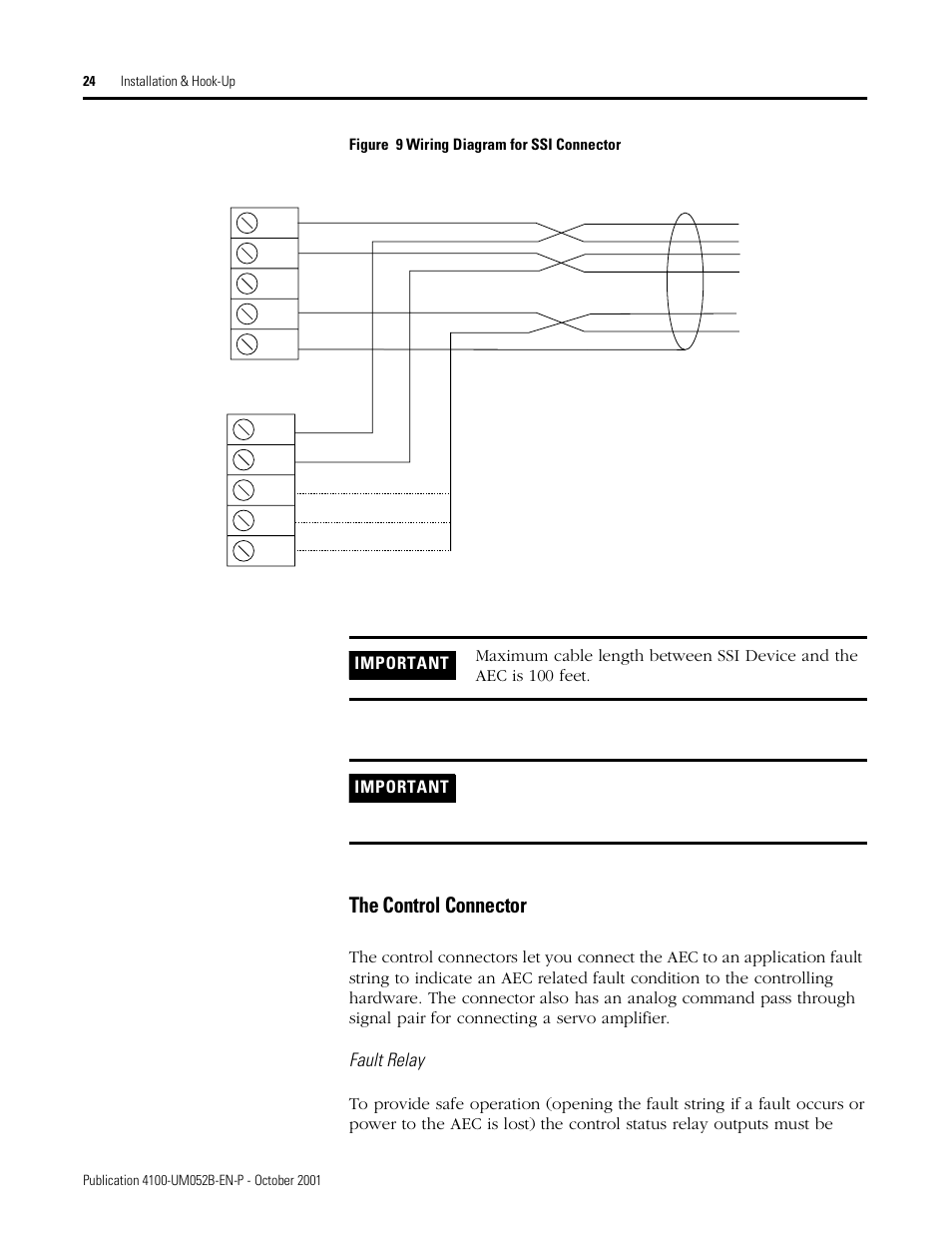 The control connector, Fault relay, Plug a plug b | Rockwell Automation 4100 AEC Absolute Encoder Converter Installation User Manual | Page 32 / 61