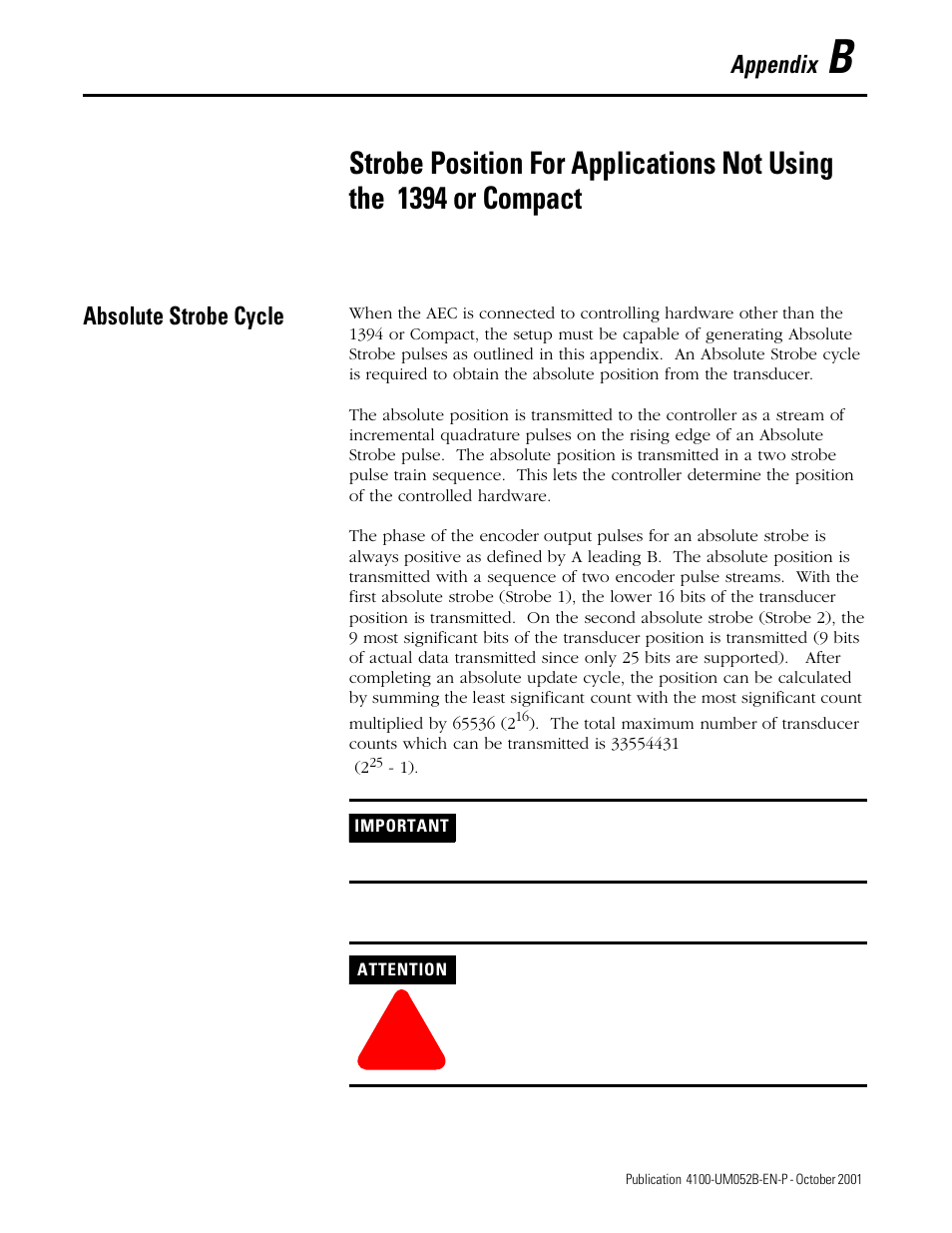 Absolute strobe cycle | Rockwell Automation 4100 AEC Absolute Encoder Converter Installation User Manual | Page 55 / 61