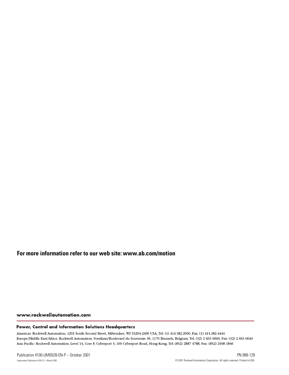 For more information refer to our web site | Rockwell Automation 4100 AEC Absolute Encoder Converter Installation User Manual | Page 61 / 61