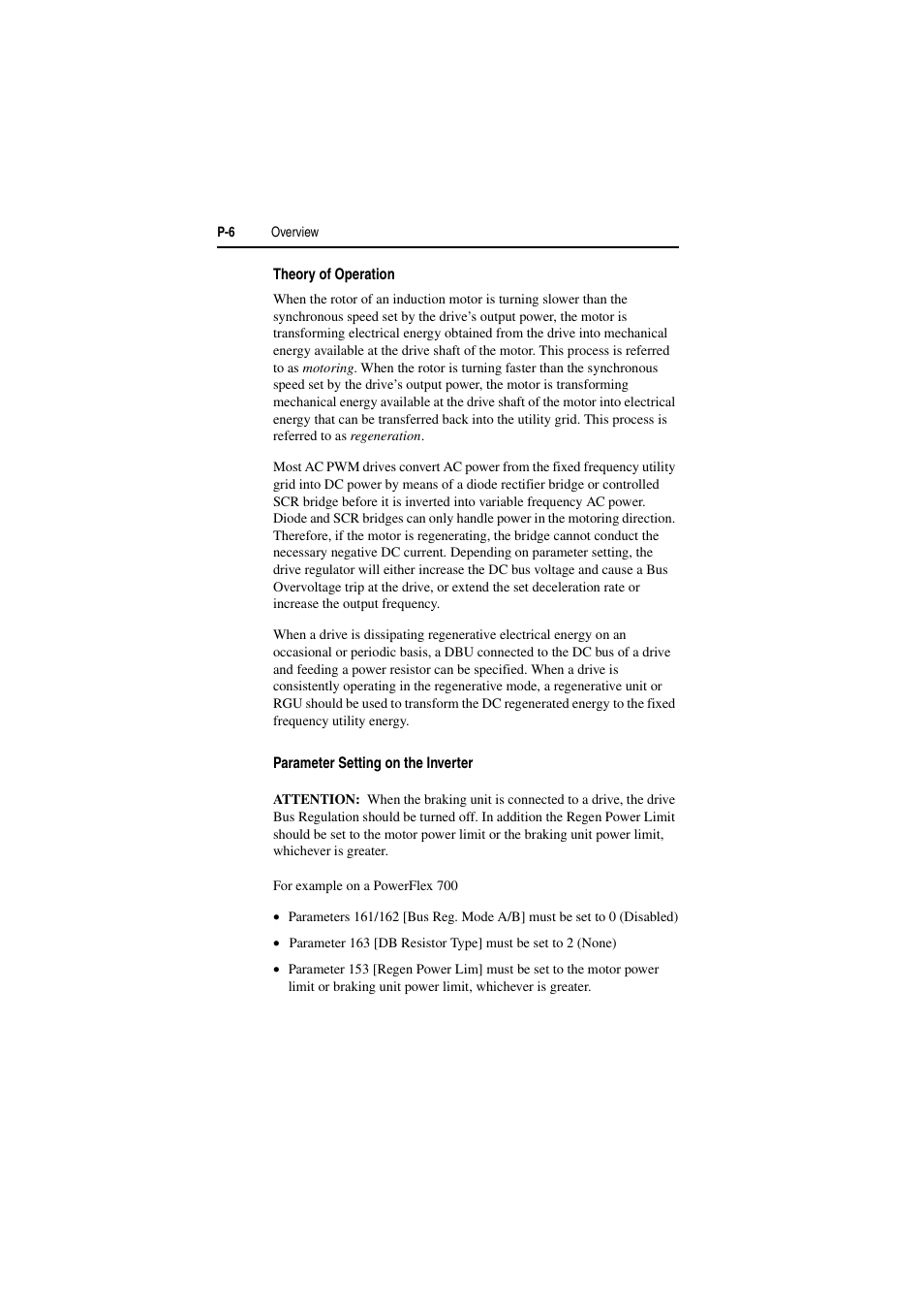 Theory of operation, Parameter setting on the inverter | Rockwell Automation AK DBU - Dynamic Braking Unit 600/690 VAC User Manual | Page 10 / 56