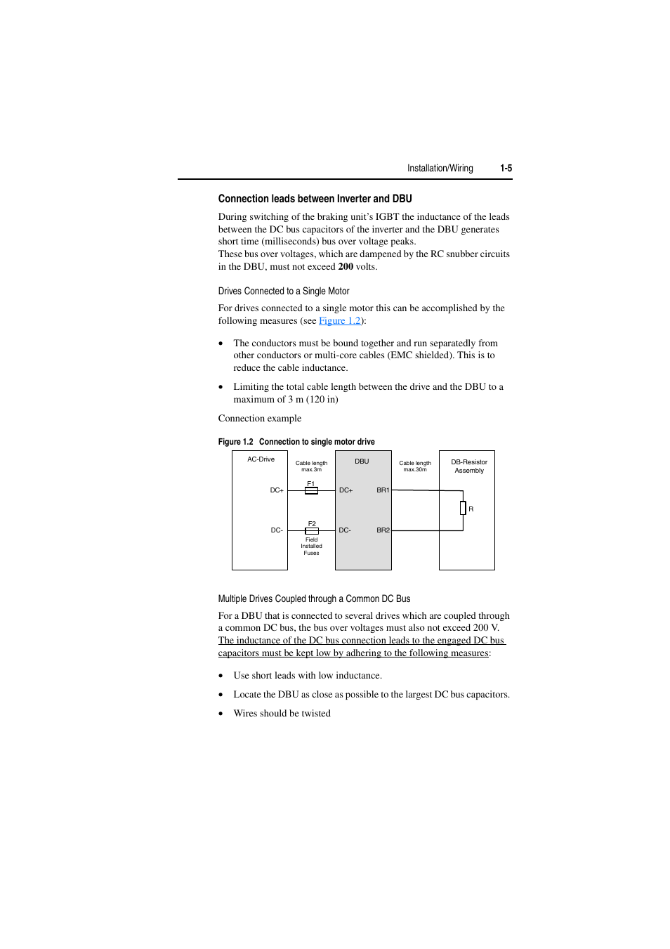 Connection leads between inverter and dbu | Rockwell Automation AK DBU - Dynamic Braking Unit 600/690 VAC User Manual | Page 17 / 56