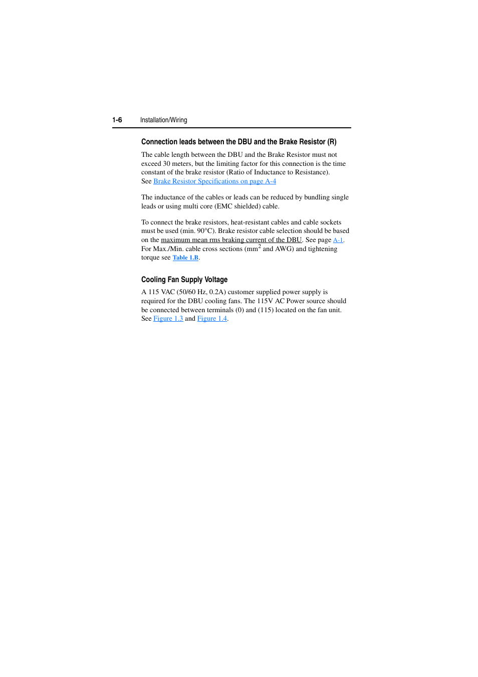 Cooling fan supply voltage | Rockwell Automation AK DBU - Dynamic Braking Unit 600/690 VAC User Manual | Page 18 / 56