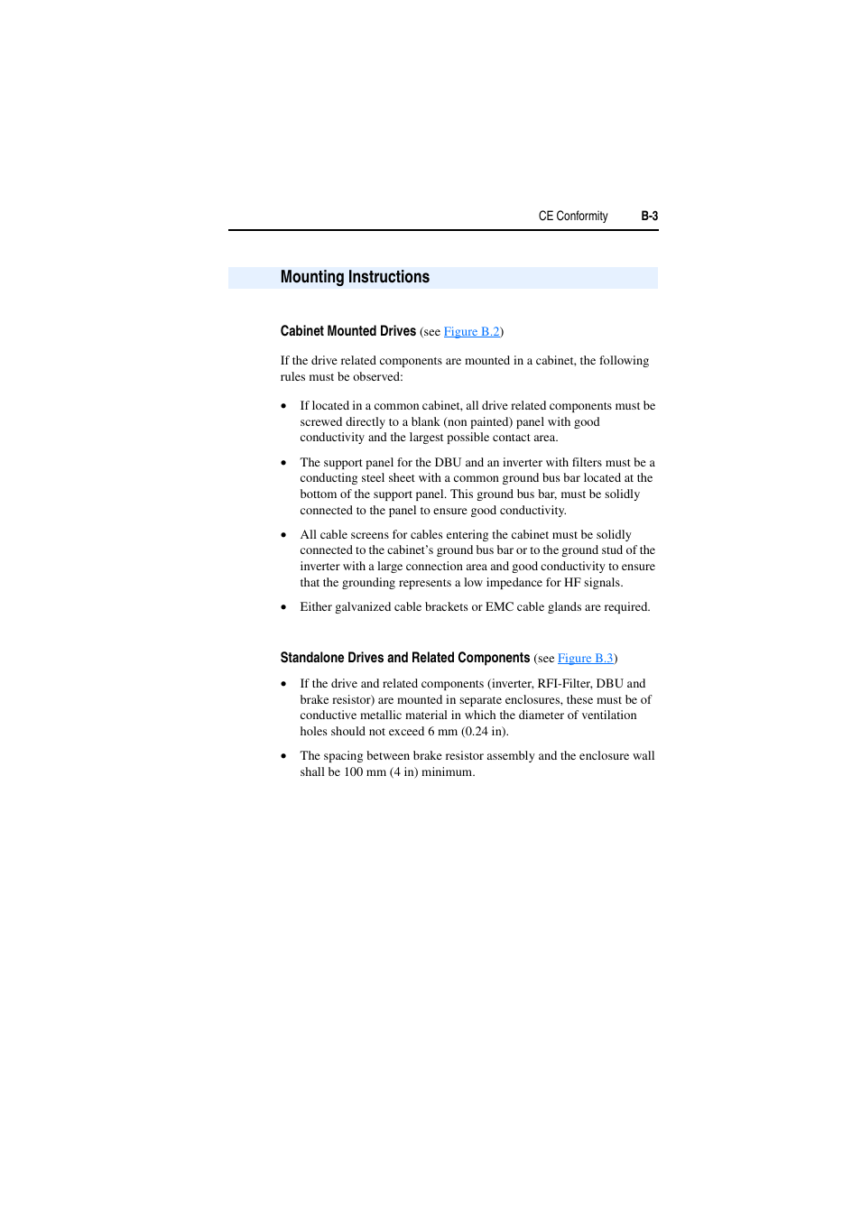 Mounting instructions, Cabinet mounted drives (see figure b.2) | Rockwell Automation AK DBU - Dynamic Braking Unit 600/690 VAC User Manual | Page 33 / 56