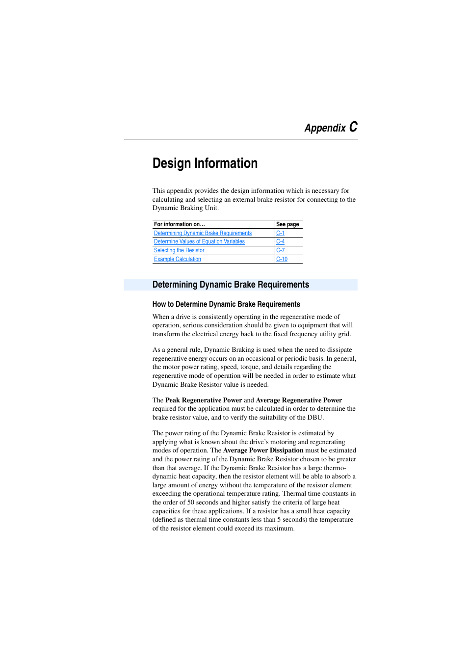 Appendix c, Design information, Determining dynamic brake requirements | How to determine dynamic brake requirements, Appendix | Rockwell Automation AK DBU - Dynamic Braking Unit 600/690 VAC User Manual | Page 39 / 56