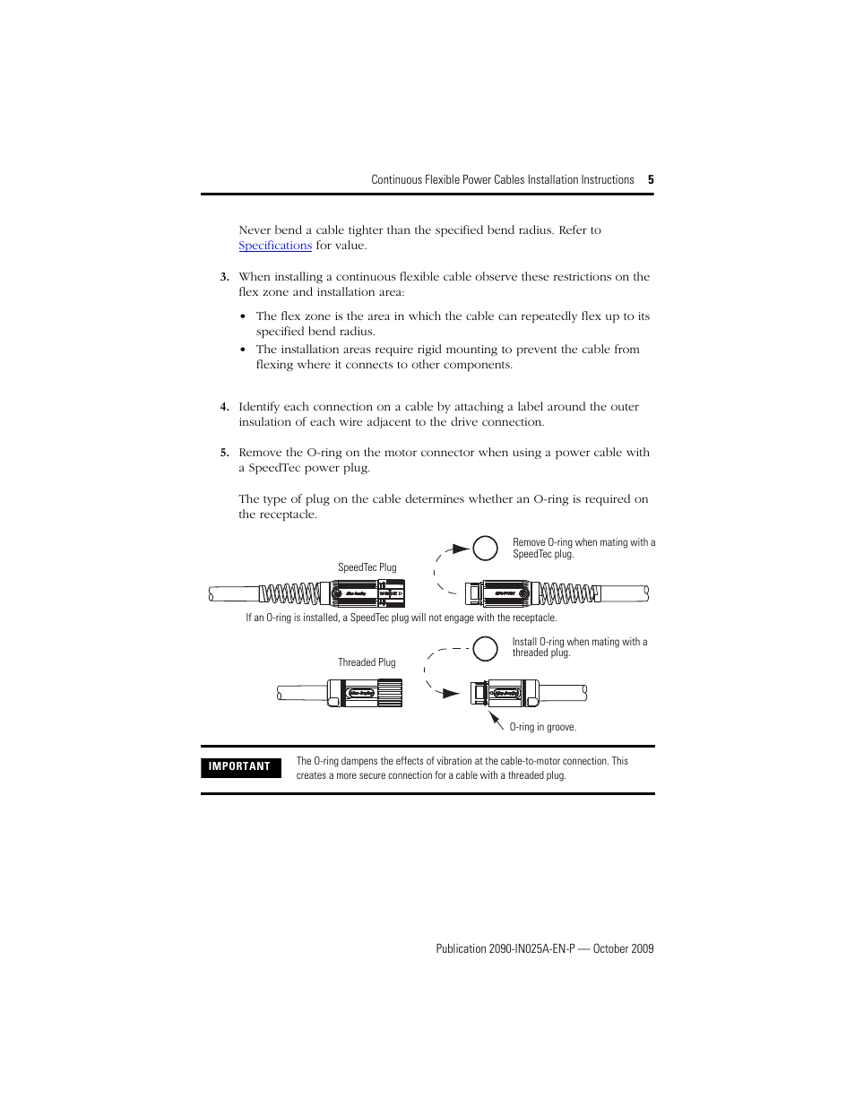 Rockwell Automation 2090-CPWM7DF-xxAFxx Continuous Flex Power Cables with DIN SpeedTec Connector Installation Instruc User Manual | Page 5 / 8