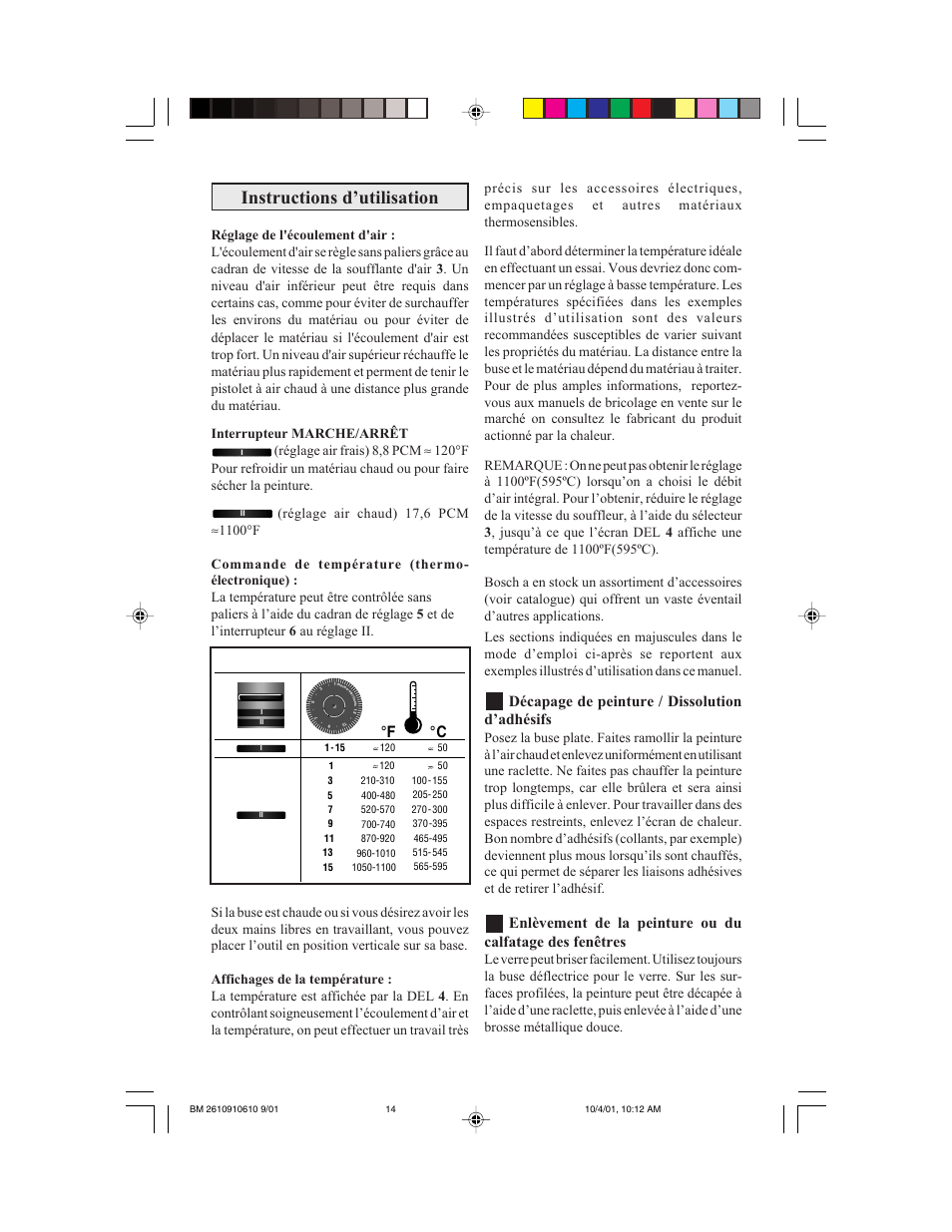 Instructions d’utilisation, Décapage de peinture / dissolution d’adhésifs, Thermo-électronique a b | Bosch 1943 LED User Manual | Page 14 / 24