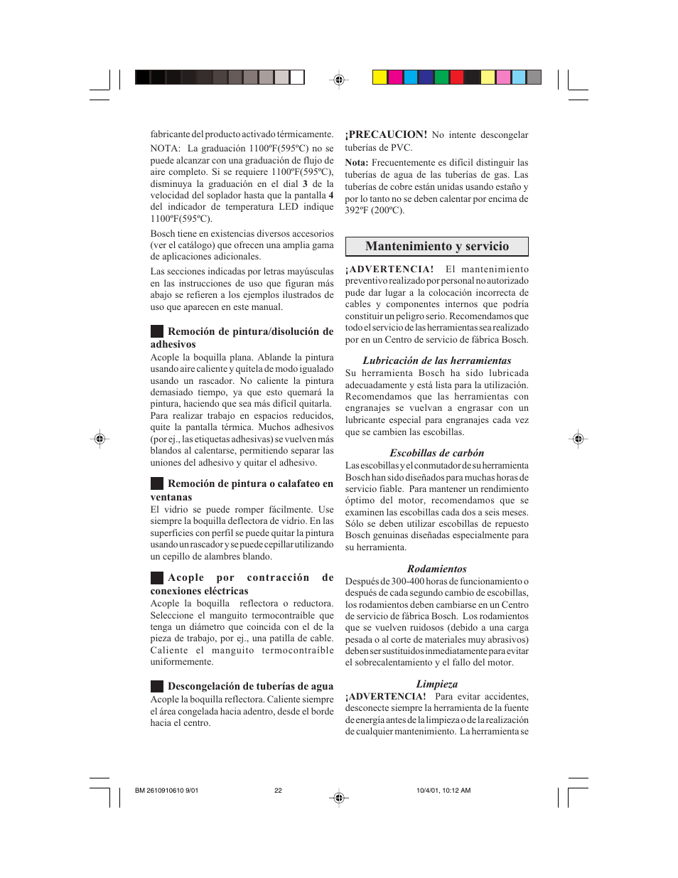 Mantenimiento y servicio | Bosch 1943 LED User Manual | Page 22 / 24