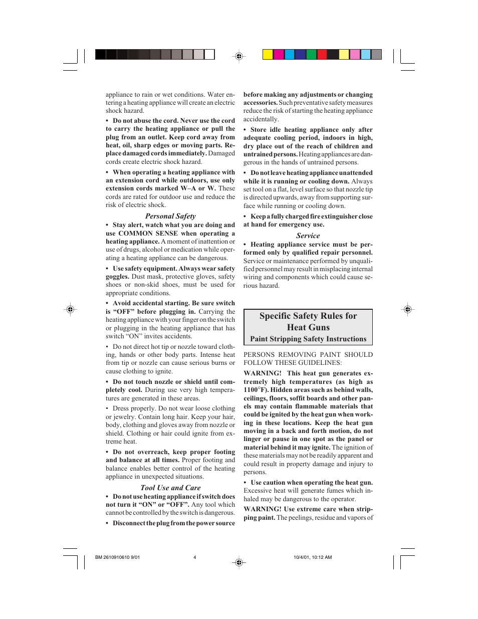 Specific safety rules for heat guns | Bosch 1943 LED User Manual | Page 4 / 24