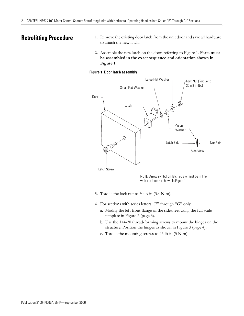 Retrofitting procedure | Rockwell Automation 2100 CENTERLINE MCC Retrofitting Units with Horizontal Operating Handles User Manual | Page 2 / 6