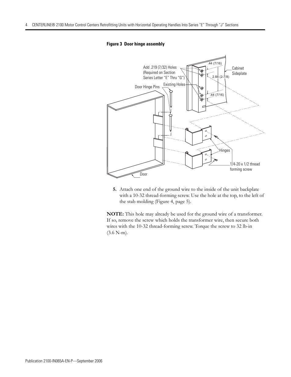 Rockwell Automation 2100 CENTERLINE MCC Retrofitting Units with Horizontal Operating Handles User Manual | Page 4 / 6