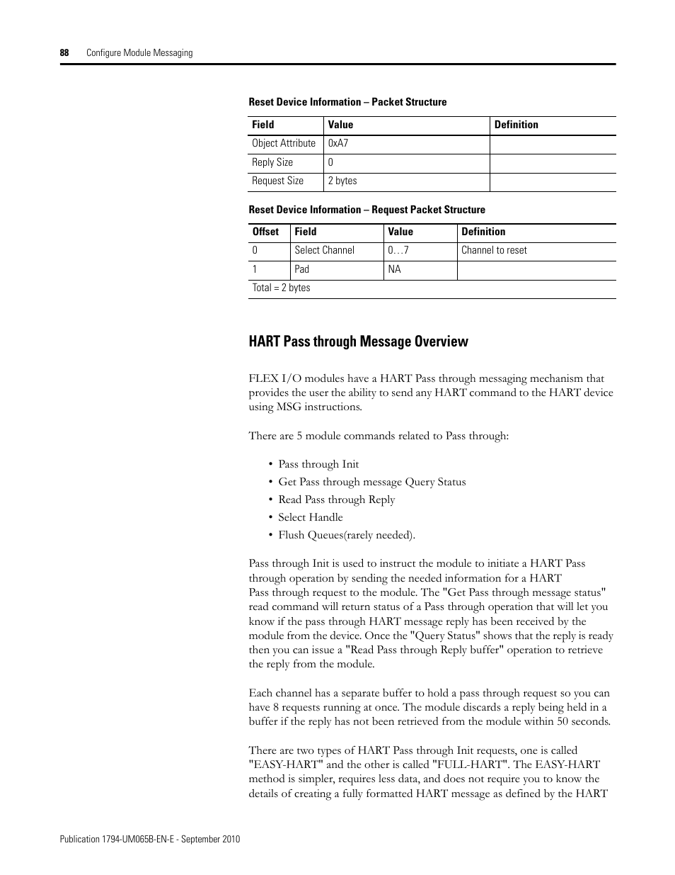 Hart pass through message overview | Rockwell Automation 1794-OF8IH FLEX Isolated Input/Output HART Analog Modules User Manual | Page 100 / 164