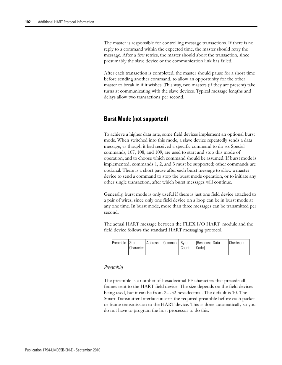 Burst mode (not supported) | Rockwell Automation 1794-OF8IH FLEX Isolated Input/Output HART Analog Modules User Manual | Page 114 / 164