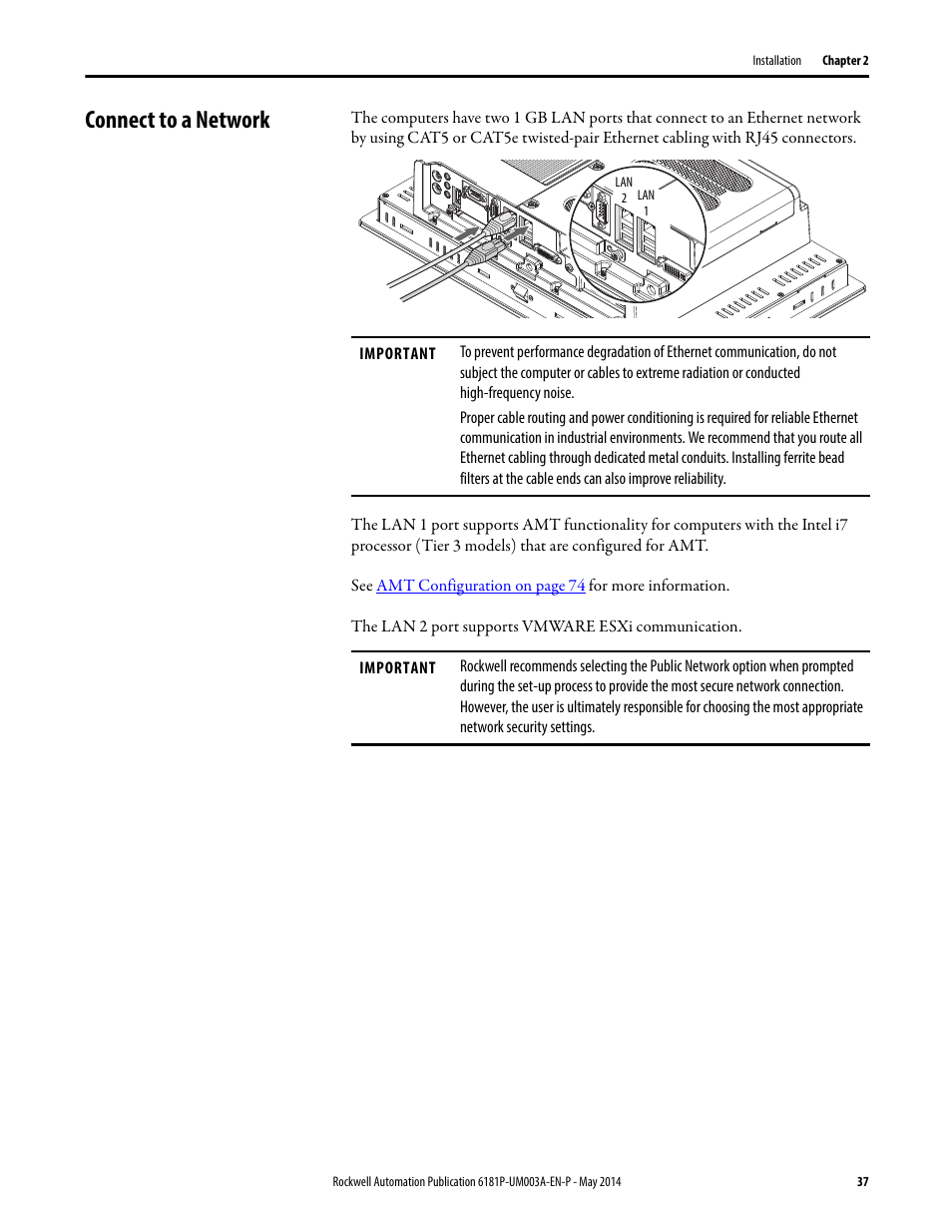 Connect to a network | Rockwell Automation 6189x Integrated Display Industrial Computers User Manual User Manual | Page 37 / 124