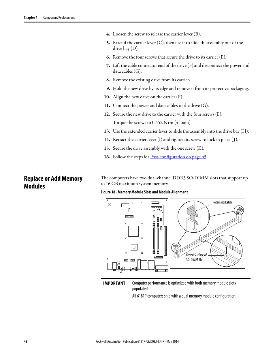 Replace or add memory modules | Rockwell Automation 6189x Integrated Display Industrial Computers User Manual User Manual | Page 48 / 124