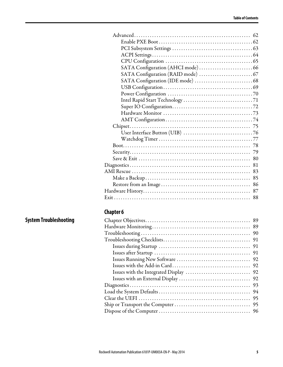 Rockwell Automation 6189x Integrated Display Industrial Computers User Manual User Manual | Page 5 / 124