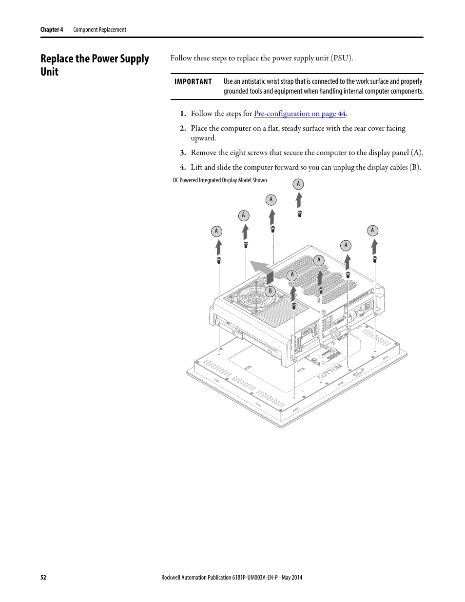 Replace the power supply unit | Rockwell Automation 6189x Integrated Display Industrial Computers User Manual User Manual | Page 52 / 124