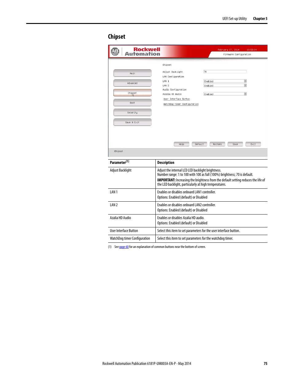 Chipset | Rockwell Automation 6189x Integrated Display Industrial Computers User Manual User Manual | Page 75 / 124