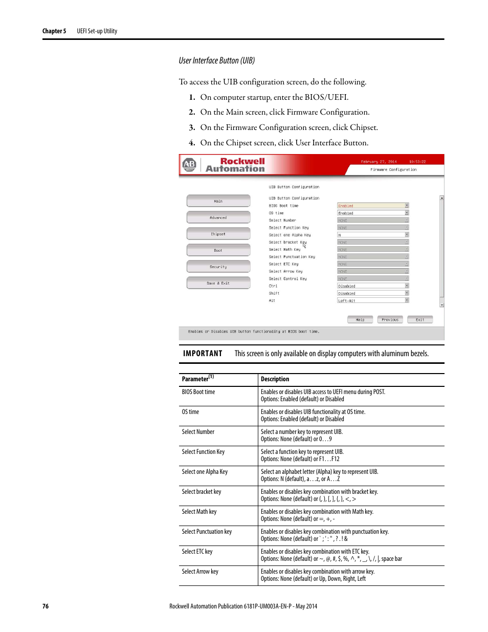 User interface button (uib) | Rockwell Automation 6189x Integrated Display Industrial Computers User Manual User Manual | Page 76 / 124