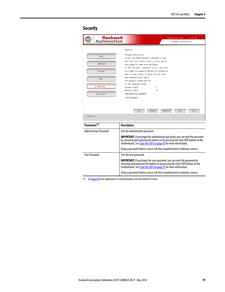 Security | Rockwell Automation 6189x Integrated Display Industrial Computers User Manual User Manual | Page 79 / 124