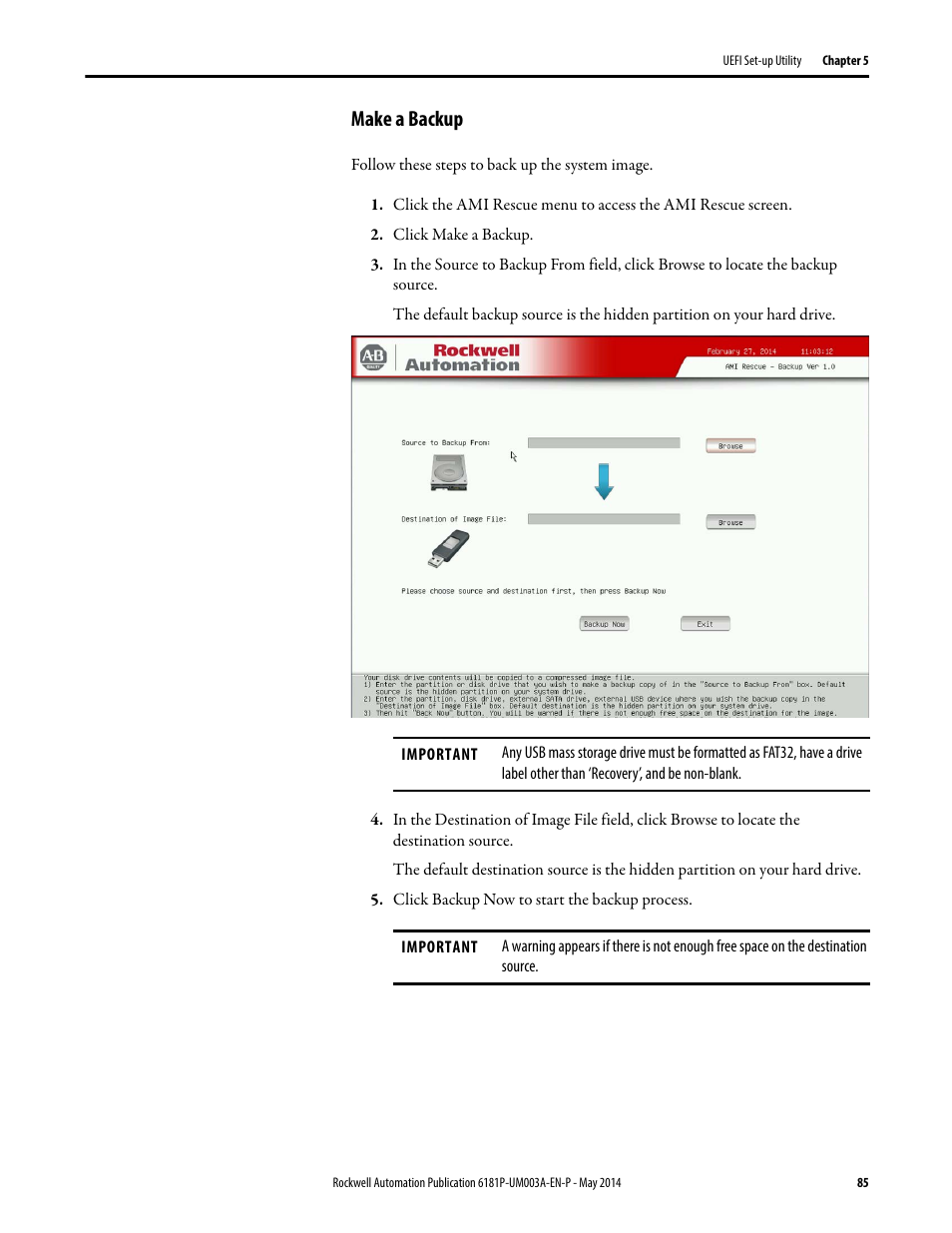 Make a backup | Rockwell Automation 6189x Integrated Display Industrial Computers User Manual User Manual | Page 85 / 124