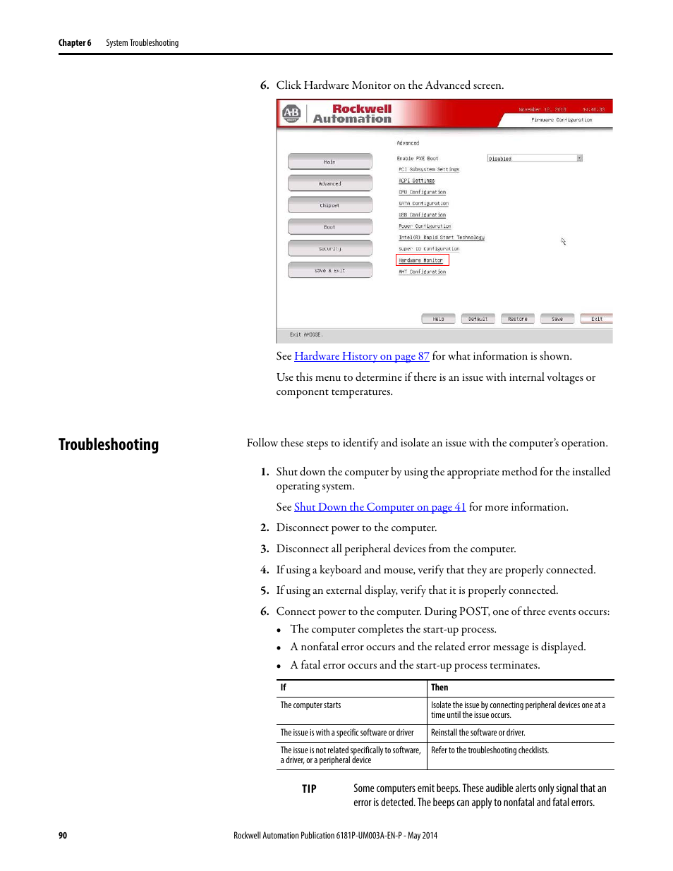 Troubleshooting | Rockwell Automation 6189x Integrated Display Industrial Computers User Manual User Manual | Page 90 / 124