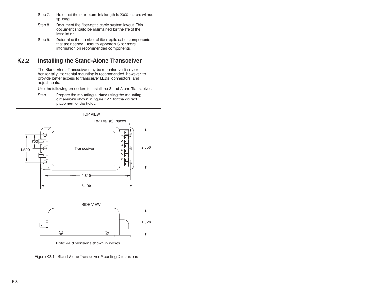 K2.2 installing the standćalone transceiver | Rockwell Automation 57C329 Remote I/O Communications, AutoMax User Manual | Page 126 / 144