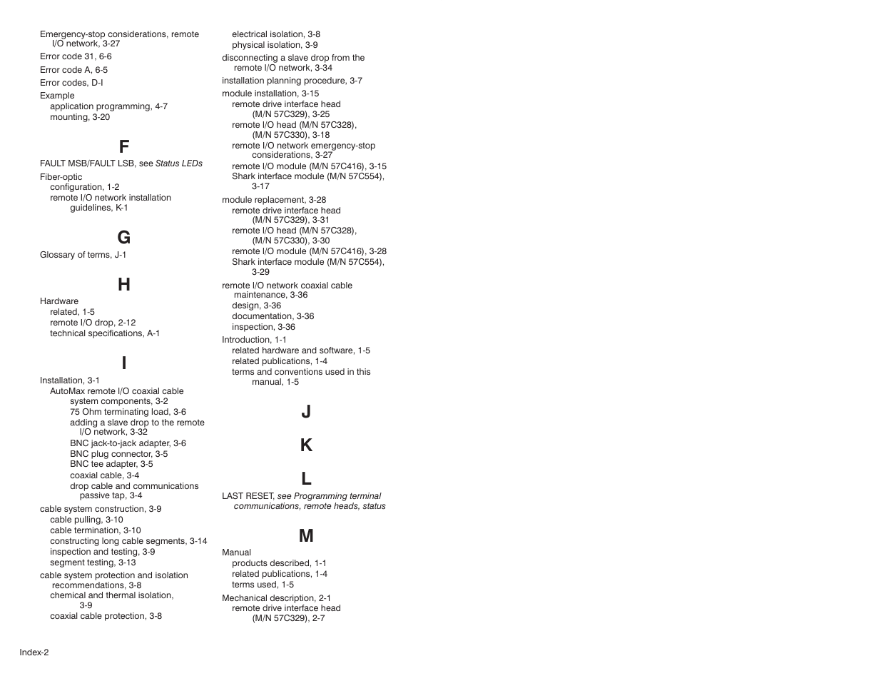 Jk l | Rockwell Automation 57C329 Remote I/O Communications, AutoMax User Manual | Page 140 / 144