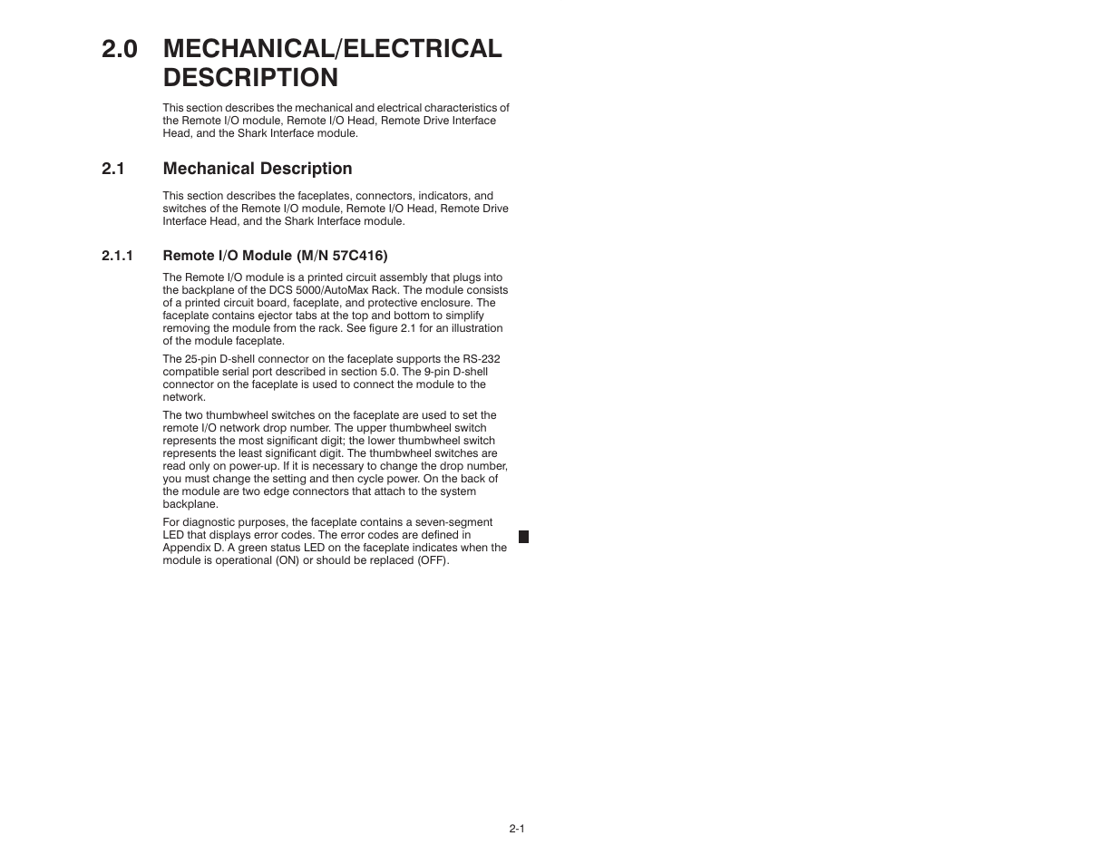 0 - mechanical/electrical description, 1 mechanical description, 0 mechanical/electrical description | Rockwell Automation 57C329 Remote I/O Communications, AutoMax User Manual | Page 15 / 144