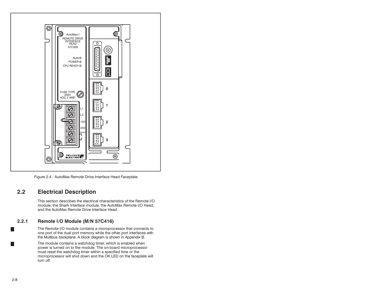 2 electrical description | Rockwell Automation 57C329 Remote I/O Communications, AutoMax User Manual | Page 22 / 144