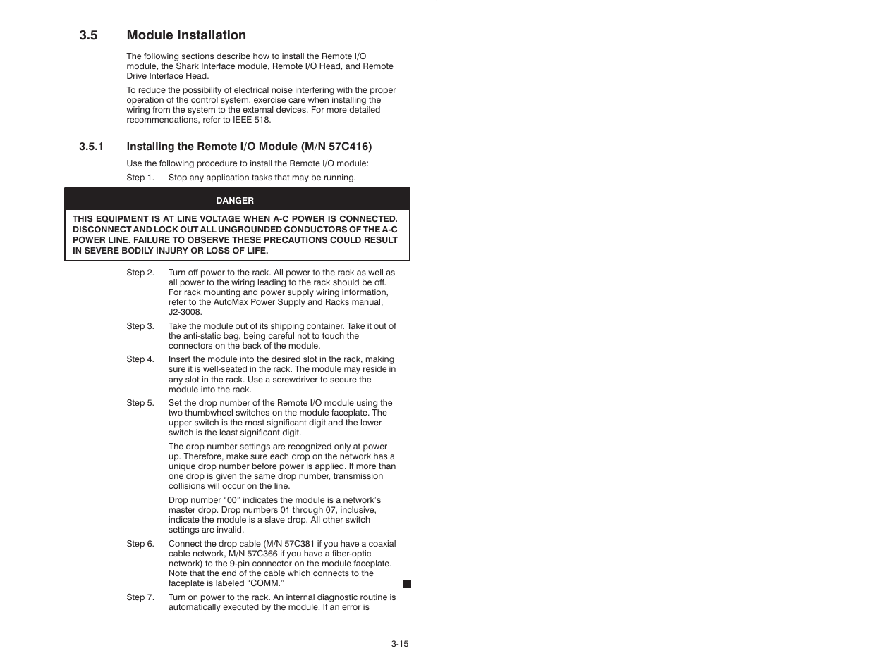 5 module installation | Rockwell Automation 57C329 Remote I/O Communications, AutoMax User Manual | Page 41 / 144