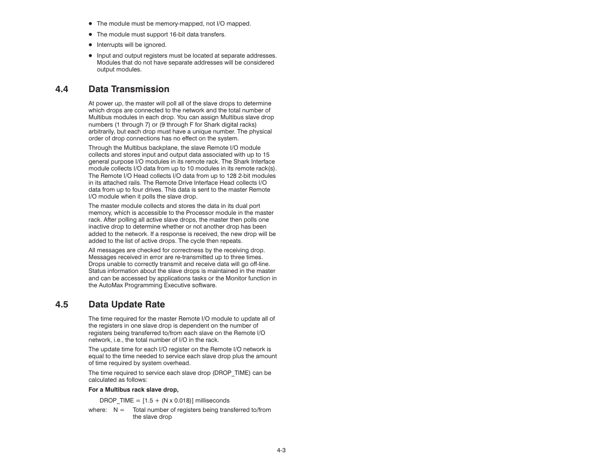 4 data transmission, 5 data update rate | Rockwell Automation 57C329 Remote I/O Communications, AutoMax User Manual | Page 65 / 144